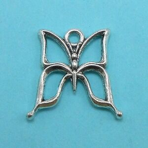 12pcs‎ Butterfly Charms silver tone metal insect, jewelry making supplies